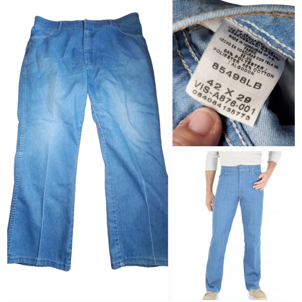 Wrangler‎ Hero Mens Jeans Size 42x28 Vintage straight Whiskered USA Made